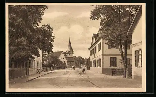 AK Neuses b. Cob., Strassenpartie mit Blick zur Kirche