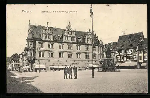 AK Coburg, Marktplatz mit Regierungsgebäude