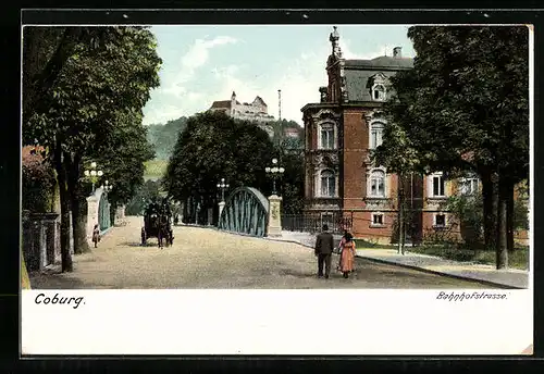 Künstler-AK Coburg, Blick in die Bahnhofstrasse