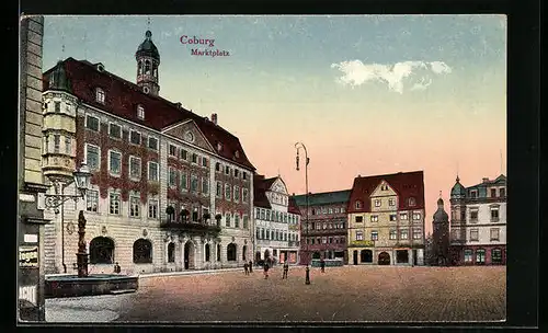 AK Coburg, Marktplatz mit Rathaus