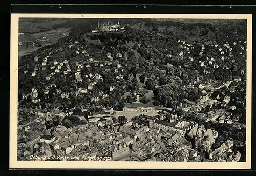 AK Coburg, Teilansicht mit Veste vom Flugzeug aus