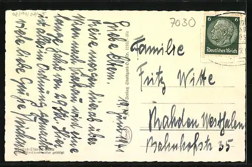 AK Böblingen, Ortsansicht vom See aus