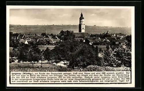 AK Langenau /Württ., Ortsansicht mit Fernblick