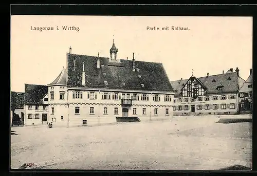 AK Langenau /Württ., Rathaus und Gasthaus zur Krone