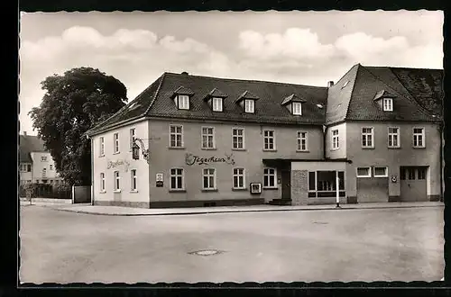 AK Langenau /Württ., Gasthof Jägerhaus W. Buck, Strassenansicht