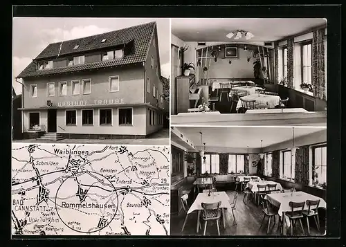 AK Rommelshausen i. R., Gasthof zur Traube H. Stoll, Landkarte