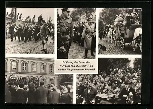 AK Berlin-Köpenick, Festwoche Köpenicker Sommer 1965, Eröffnung mit Hauptmann und Bläserchor