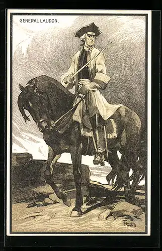 Künstler-AK General Laudon auf dem Pferd