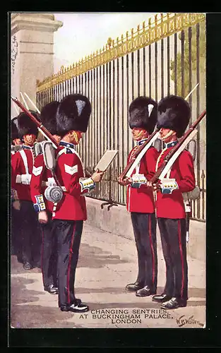 Künstler-AK London, Changing Sentries at Buckingham Palace, Garde