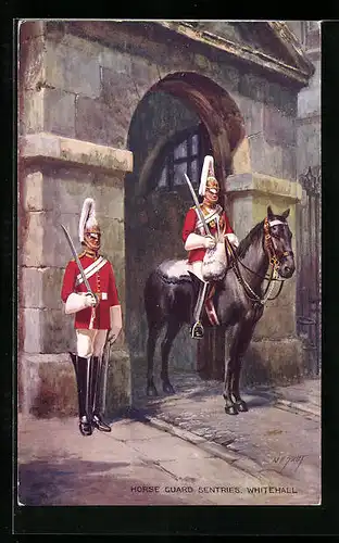 Künstler-AK Whitehall, Horse Guard Sentries, Garde