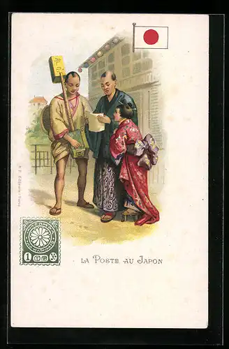 Lithographie La Poste aus Japon, Brief