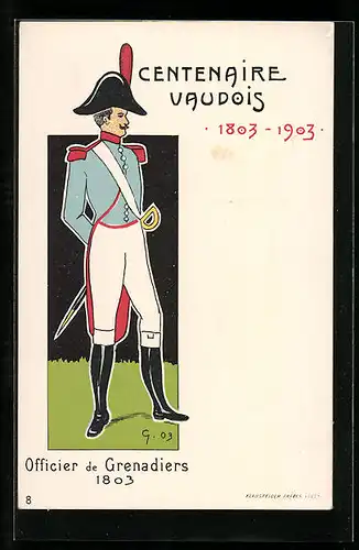 Künstler-AK Officier de Grenadiers 1803