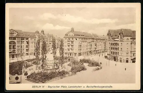 AK Berlin, Bayrischer Platz, Landshuter- und Aschaffenburgerstrasse