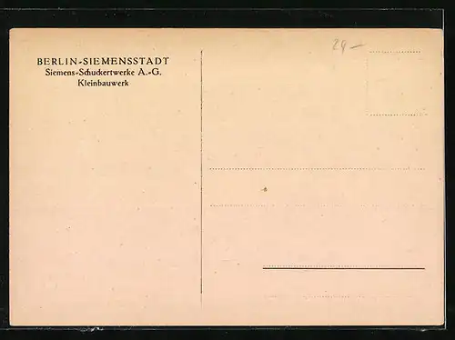 AK Berlin-Siemensstadt, Siemens-Schuckertwerke, Kleinbauwerk