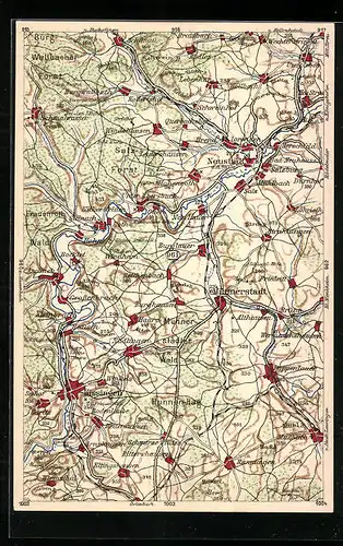 AK Münnerstadt, Landkarte der Region um die Ortschaft, Wona-Karte