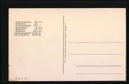 AK 1-B. Personenzugslokomotive d. Kgl. Preuss. Staatsbahn P2, HANOMAG