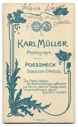 Fotografie Karl Müller, Poessneck, Frau Helena Körner im dunklen Kleid