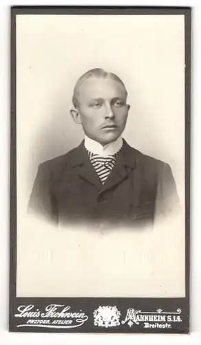 Fotografie Louis Frohwein, Mannheim, junger Mann Theo Lüdke, 1907