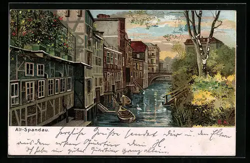 Künstler-AK Berlin-Spandau, Klein-Venedig in Alt-Spandau