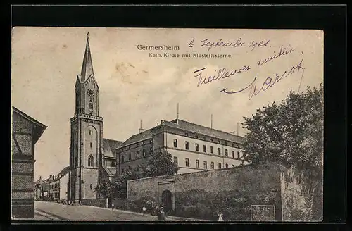 AK Germersheim, Kath. Kirche mit Klosterkaserne