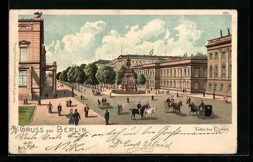 Lithographie Berlin, Partie Unter den Linden