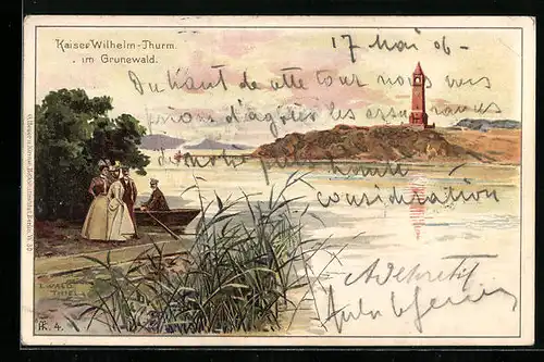 Künstler-AK Berlin, Kaiser Wilhelm-Turm im Grunewald