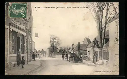 AK Sceaux-sur-Huisine, Centre de la rue Principale