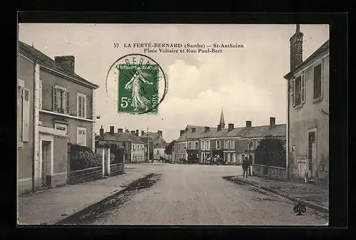 AK La Ferté-Bernard, St-Anthoine, Place Voltaire et Rue Paul-Bert