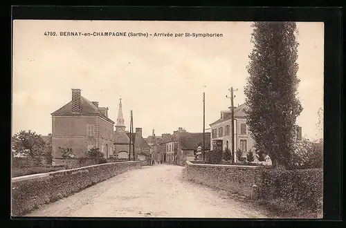 AK Bernay-en-Champagne, Arrivee par St-Symphorien