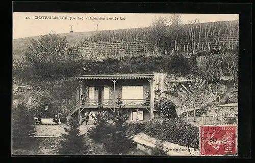 AK Château-du-Loir, Habitation dans le Roc