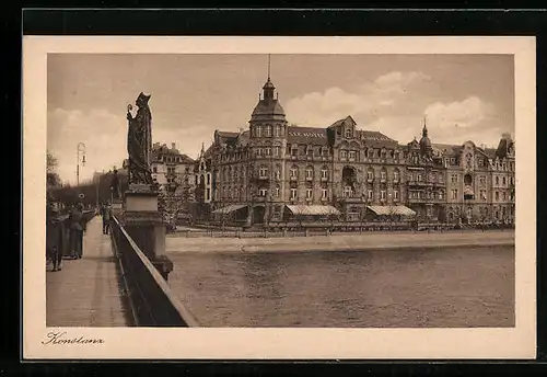 AK Konstanz, Uferpartie mit See-Hotel