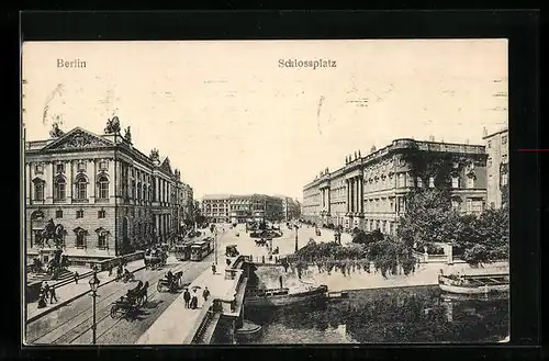 AK Berlin, Schlossplatz mit Strassenbahn
