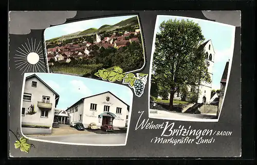 AK Britzingen in Baden /Markgräfler Land, Gasthaus, Ortspartie, Teilansicht
