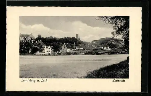 AK Landsberg /Lech, Panorama mit Lechwehr