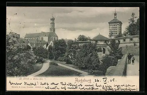 AK Augsburg, St. Ulrich und Rotes Tor