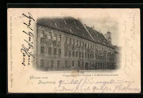 AK Augsburg, Fuggerhaus mit Fresken in der Maximilianstrasse