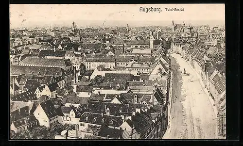 AK Augsburg, Totalansicht mit Strasse