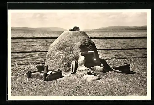 AK Unteruhldingen /Bodensee, Freilichtmuseum, Bronzezeit-Schmelzofen