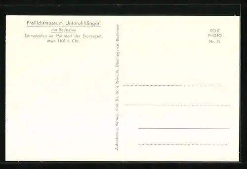 AK Unteruhldingen /Bodensee, Freilichtmuseum, Bronzezeit-Schmelzofen