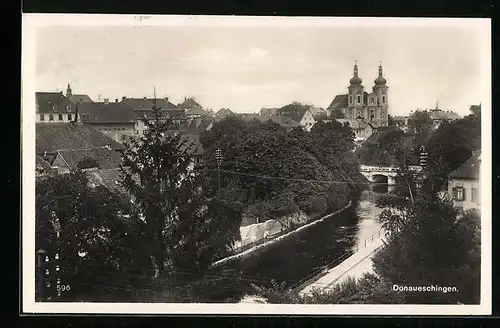 AK Donaueschingen, Teilansicht mit Brücke