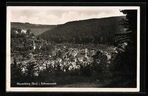 AK Neuenbürg /Enz, Gesamtansicht aus der Vogelschau