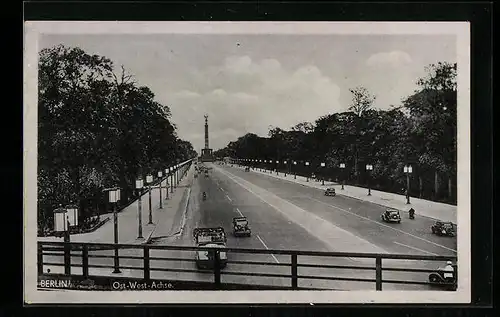 AK Berlin, Strasse Ost-West-Achse, Siegessäule