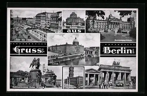 AK Berlin, Unter den Linden, Reichstagsgebäude, Schloss