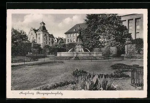 AK Augsburg, Prinzregentenplatz mit Brunnen