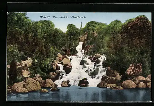 AK Berlin-Kreuzberg, Wasserfall im Viktoriapark