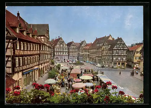 AK Schorndorf /Württ., Blick vom Rathaus auf den Marktplatz