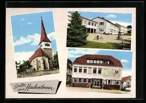 AK Schorndorf-Haubersbronn, Schule, Rathaus und Kirche im Wieslauftal