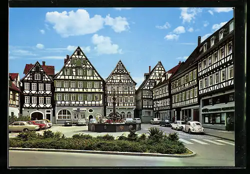 AK Schorndorf im Remstal, Ortspartie mit VW-Käfer