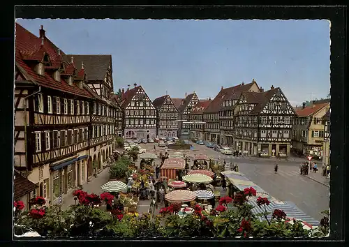 AK Schorndorf /Württ., Blick vom Rathaus auf Marktplatz
