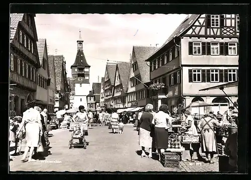 AK Winnenden, Strassenpartie mit Passanten